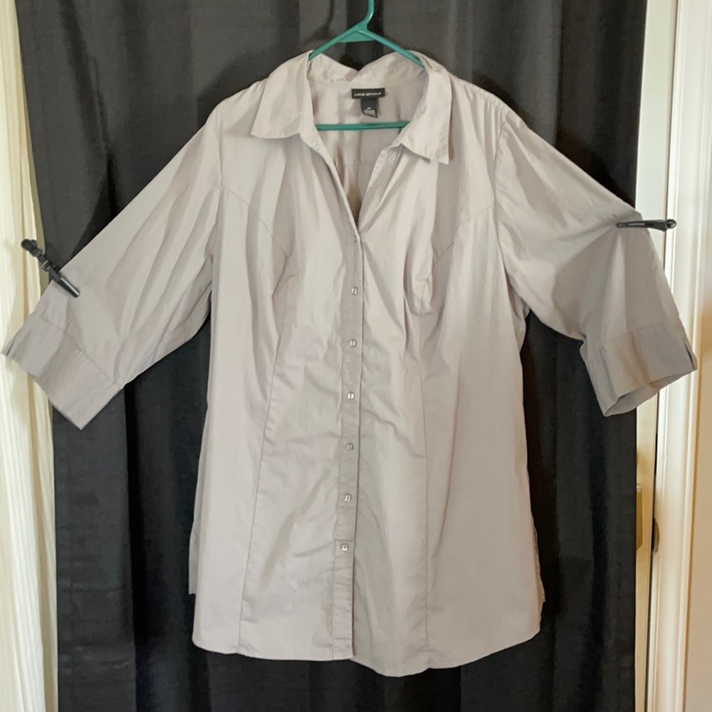 24 ~ Lane Bryant ~ 3/4 sleeve button down shirt ~ Grey